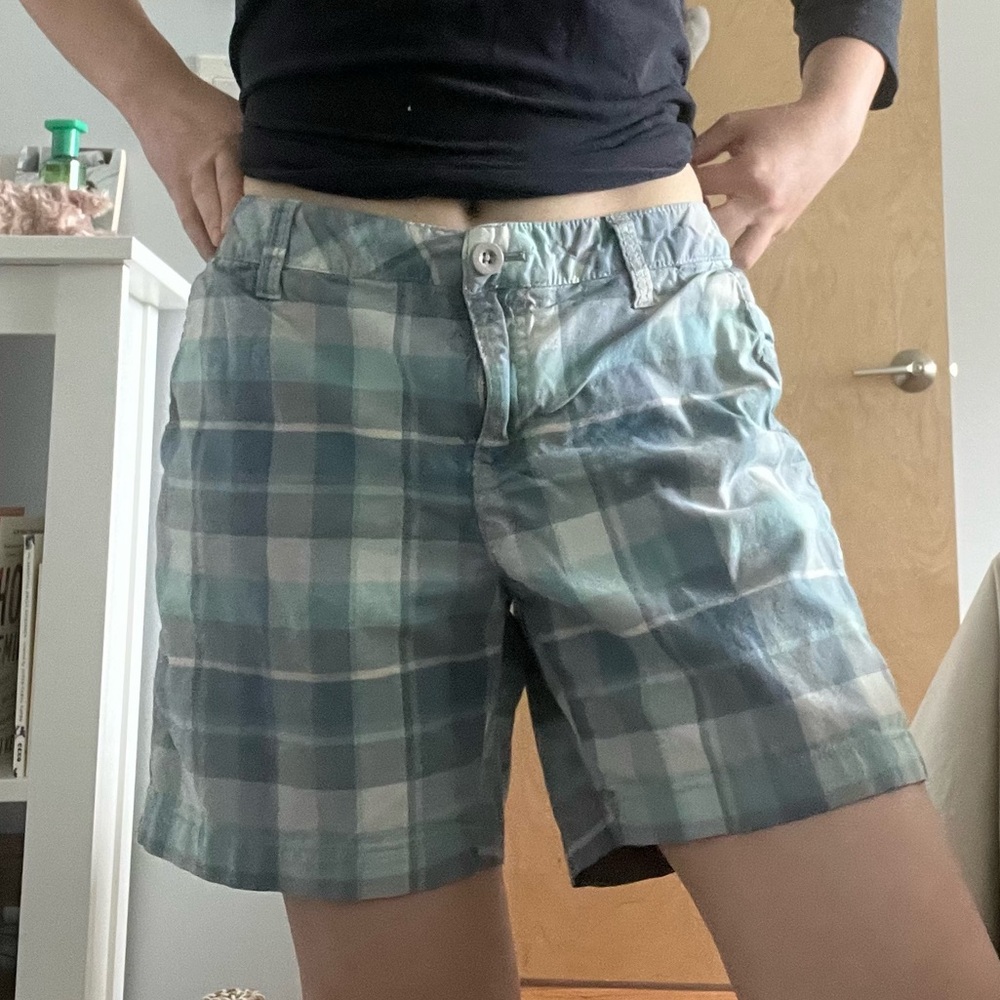 Teal plaid shorts